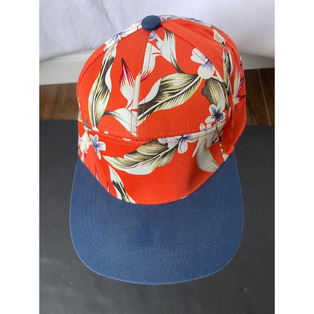 City Hunter USA Mens Tropical Floral Snapback Hat Orange Navy Blue Flat Brim Cap
